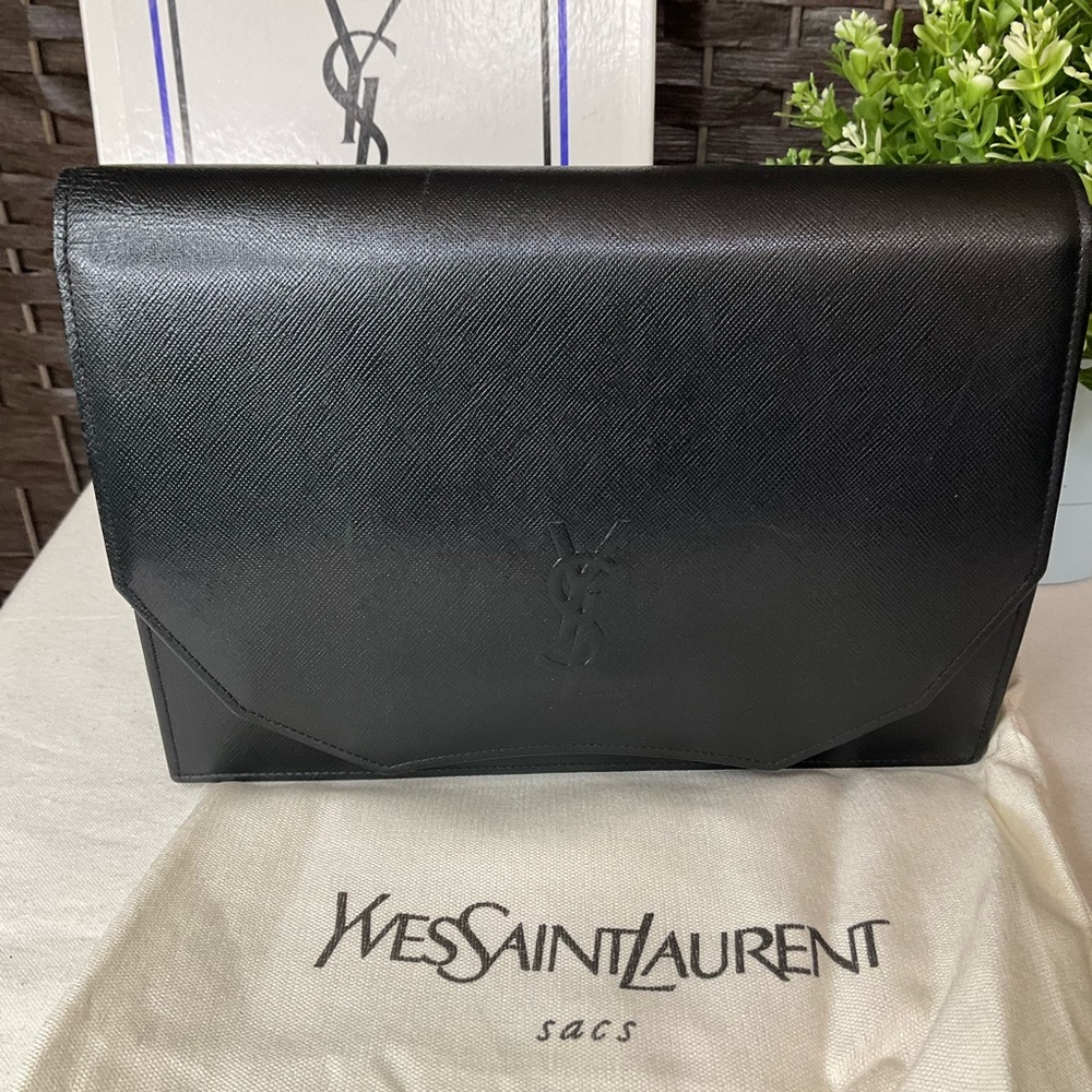 Yves Saint Laurent Vintage Black Leather Clutch